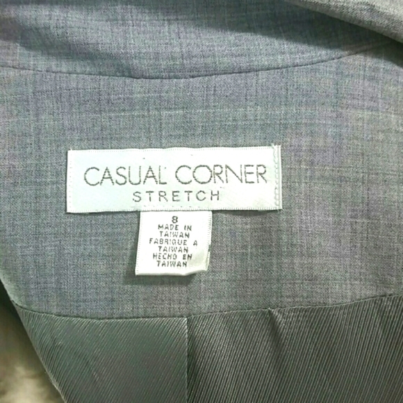 Casual Corner Stretch Blazer Gray Neutral Lined 2-Button Career Jacket 8 Vintage - Picture 3 of 3
